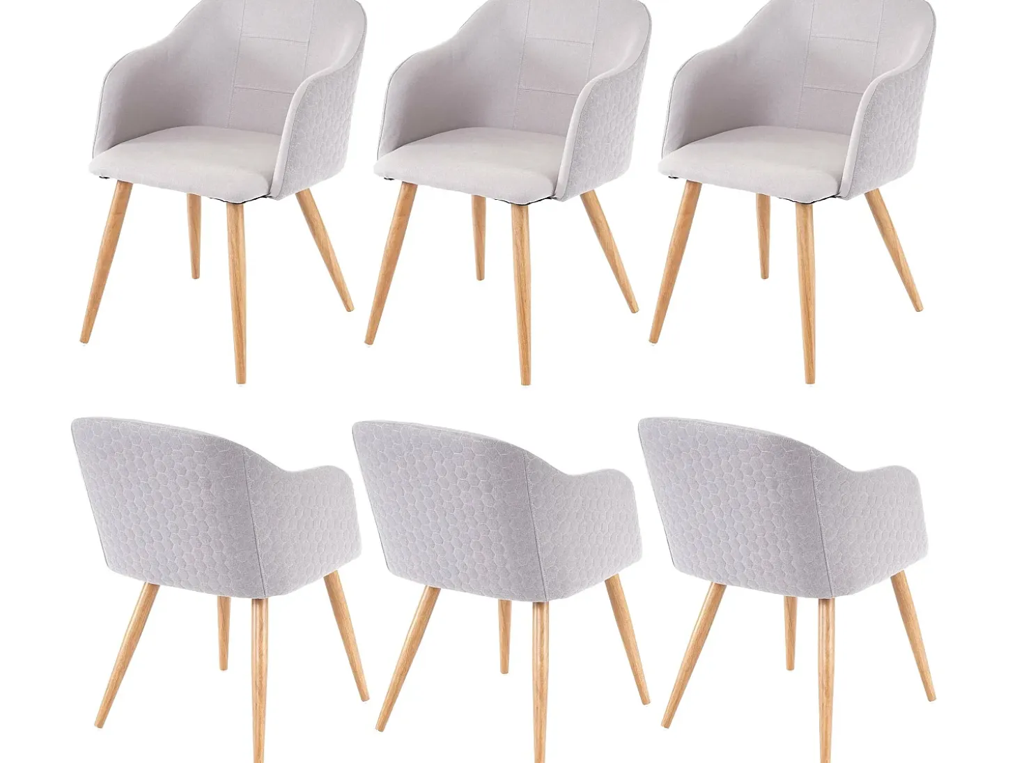 Silla de comedor MCW-D71 (juego de 6), gris claro