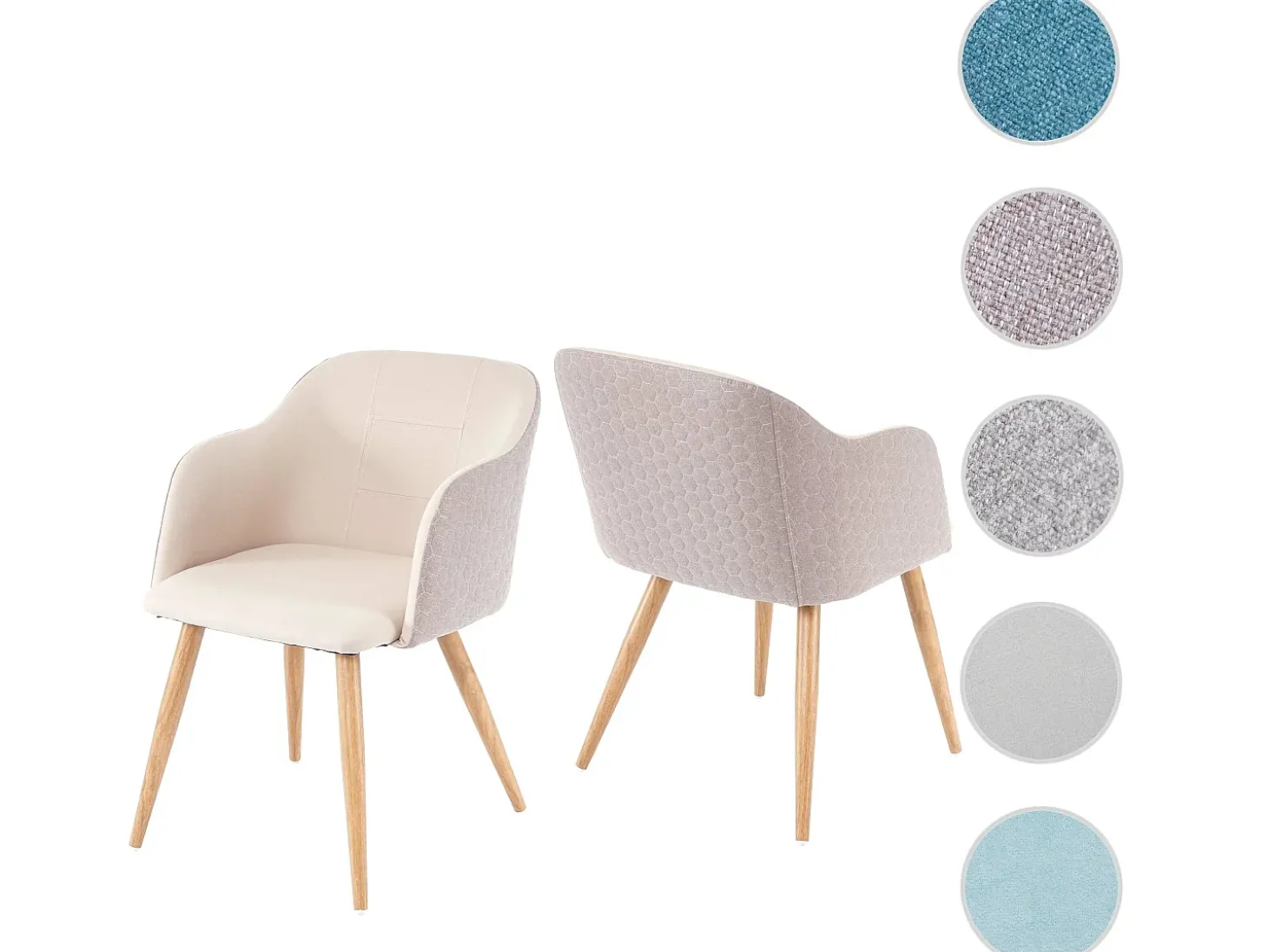 Silla de comedor MCW-D71 (set de 2), crema-beige