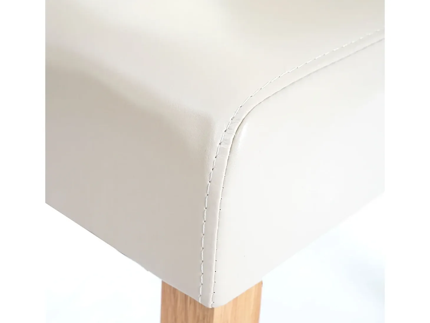 Silla de comedor MCW-E58 (juego de 6), polipiel crema, patas claras