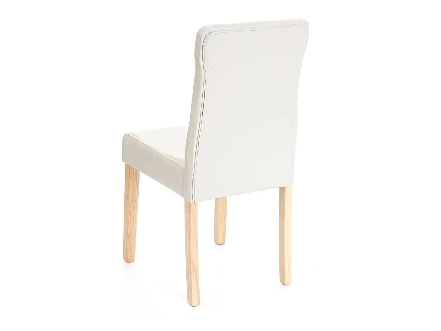 Silla de comedor MCW-E58 (juego de 6), polipiel crema, patas claras