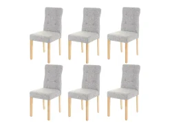 Silla de comedor MCW-E58 (juego de 6), tela/textil gris, patas claras