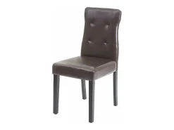 Silla de comedor MCW-E58 (set de 2), polipiel marrón, patas oscuras