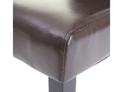 Silla de comedor MCW-E58 (set de 2), polipiel marrón, patas oscuras