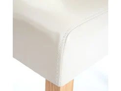 Silla de comedor MCW-E58 (set de 2), polipiel crema, patas claras