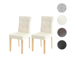 Silla de comedor MCW-E58 (set de 2), polipiel crema, patas claras