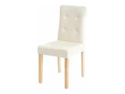 Silla de comedor MCW-E58 (set de 2), polipiel crema, patas claras