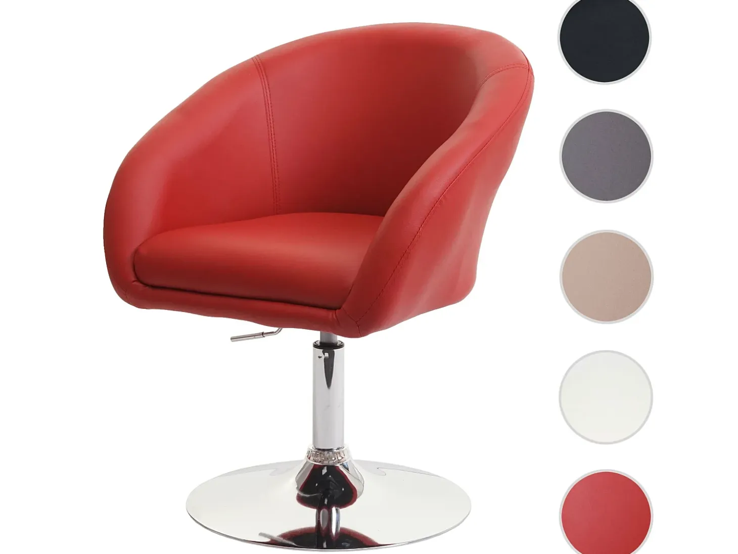 Silla de comedor MCW-F19, imitación de cuero rojo