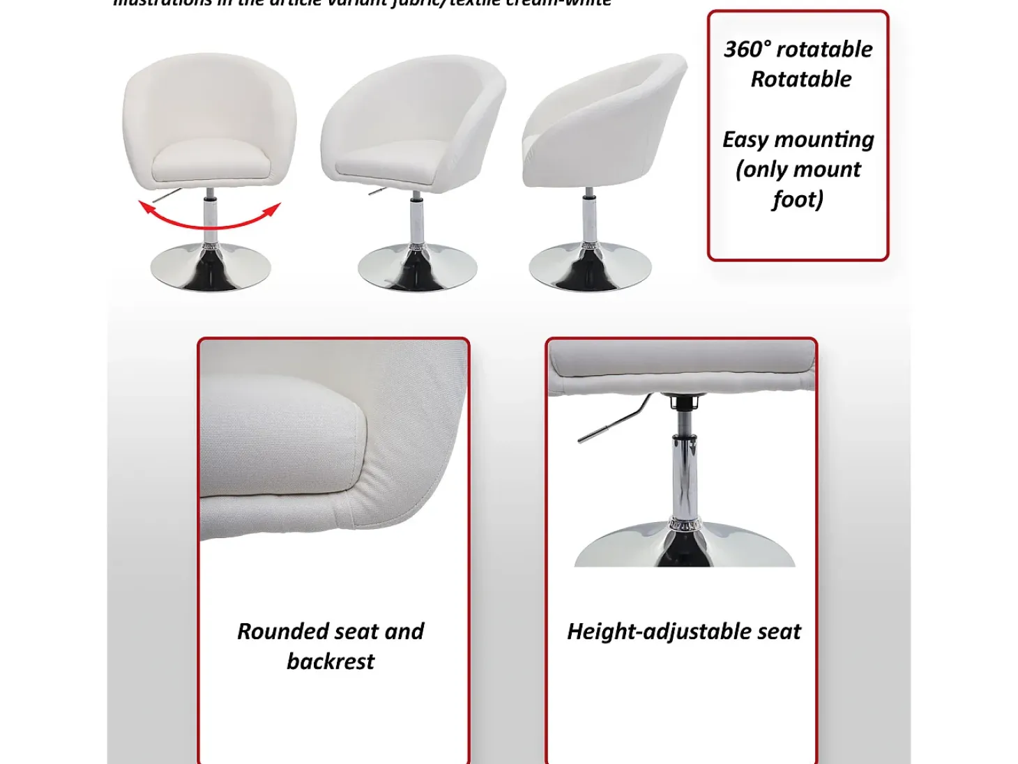 Silla de comedor MCW-F19, imitación de cuero rojo