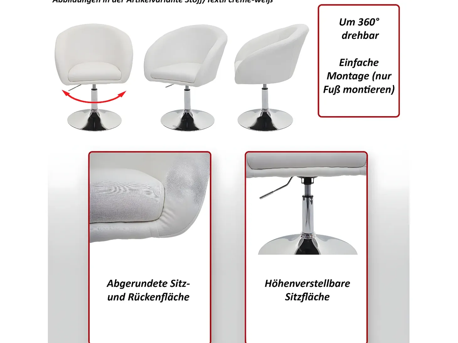 Silla de comedor MCW-F19, piel sintética negra