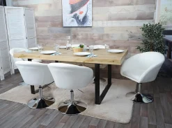 Silla de comedor MCW-F19, tela/textil crema-blanco