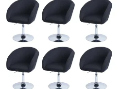 Silla de comedor MCW-F19 (juego de 6), tela/textil antracita