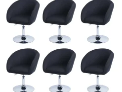 Silla de comedor MCW-F19 (juego de 6), tela/textil antracita