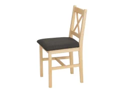 Silla de comedor MCW-F77 (juego de 2), natural, tapizado negro