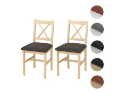 Silla de comedor MCW-F77 (juego de 2), natural, tapizado negro