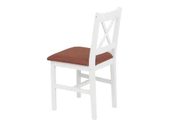 Silla de comedor MCW-F77 (juego de 4), blanco, tapizado terracota