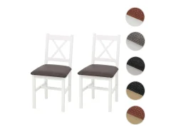 Silla de comedor MCW-F77 (juego de 2), blanco, tapizado gris