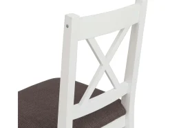 Silla de comedor MCW-F77 (juego de 4), blanco, tapizado gris