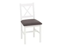 Silla de comedor MCW-F77 (juego de 4), blanco, tapizado gris