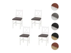 Silla de comedor MCW-F77 (juego de 4), blanco, tapizado gris