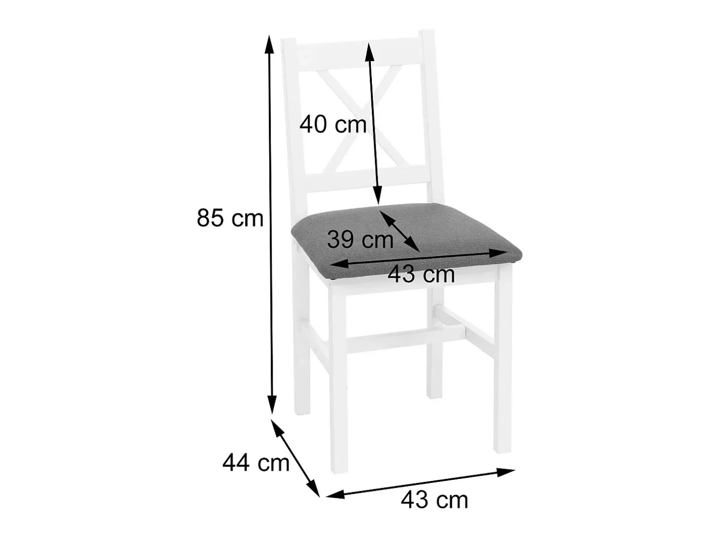 Silla de comedor MCW-F77 (juego de 4), blanco, tapizado negro