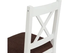 Silla de comedor MCW-F77 (juego de 4), blanco, tapizado negro