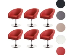 Silla de comedor MCW-F19 (juego de 6), imitación de cuero rojo