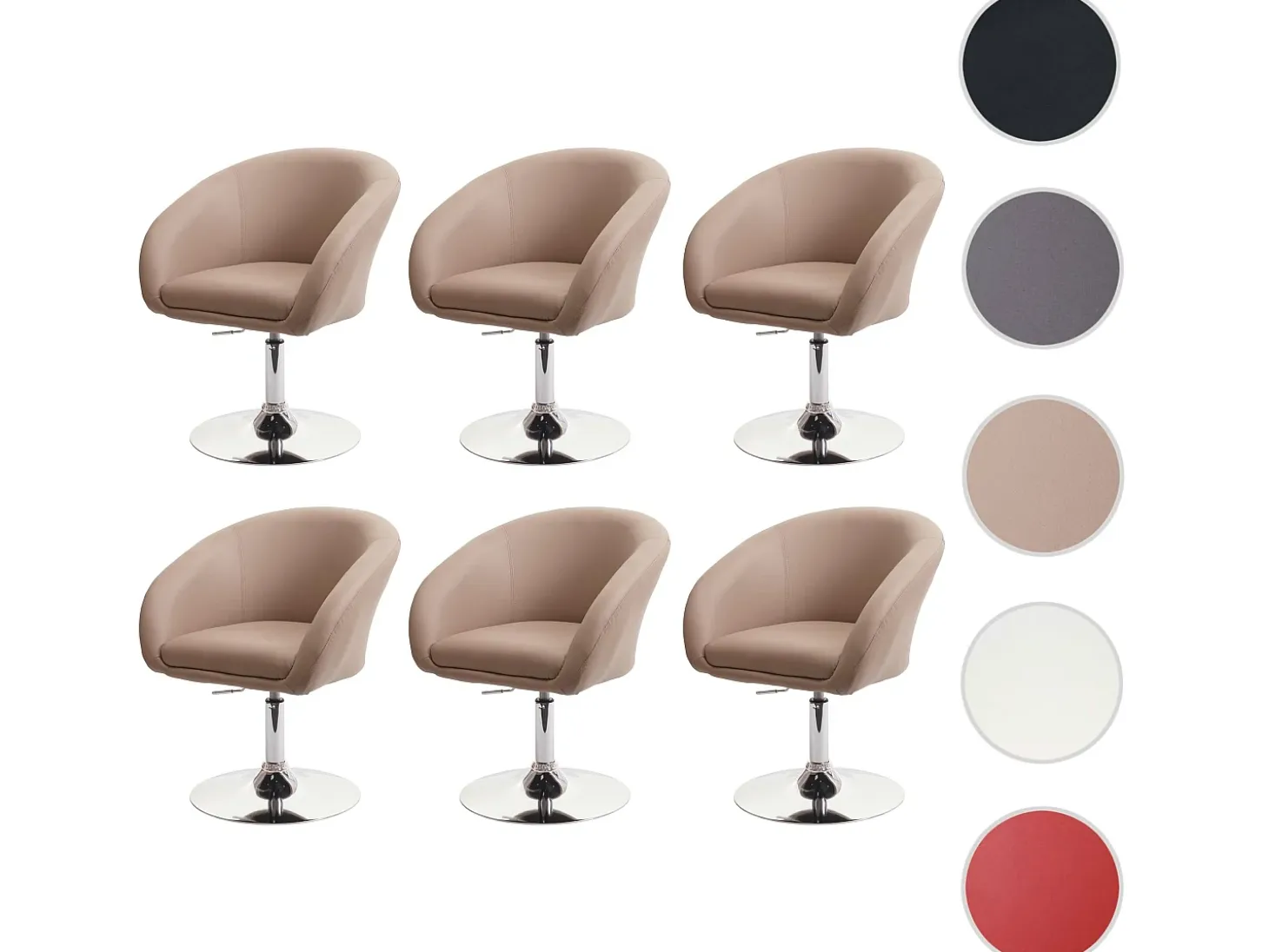 Silla de comedor MCW-F19 (juego de 6), piel sintética taupe