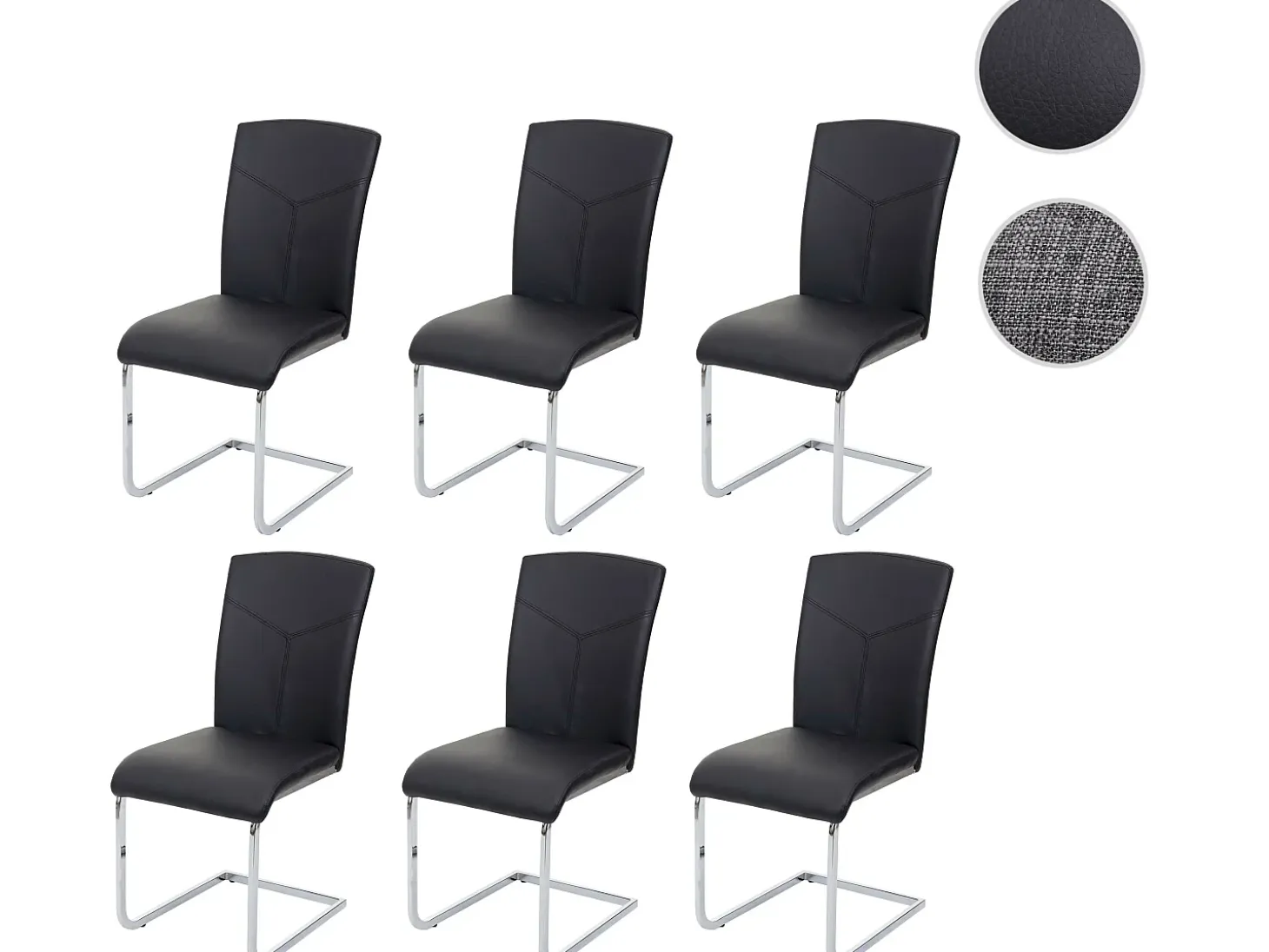 Silla de comedor MCW-F36 (juego de 6), imitación de cuero, negro