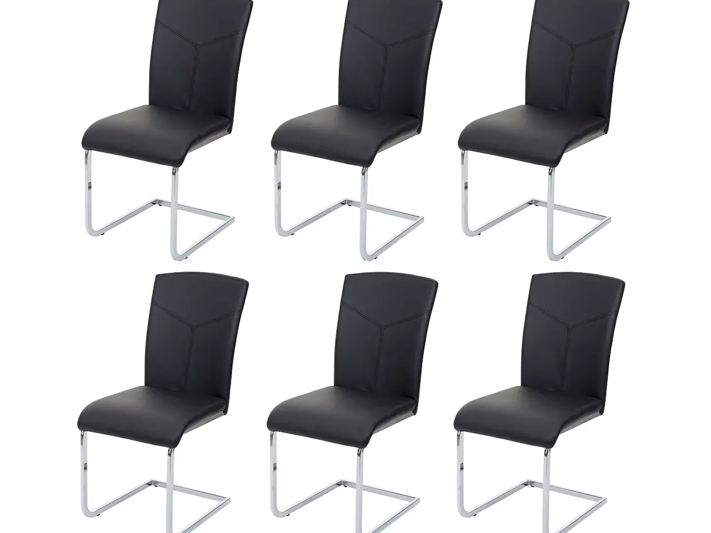 Silla de comedor MCW-F36 (juego de 6), imitación de cuero, negro