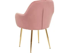 Silla de comedor MCW-F18 (juego de 6), terciopelo rosa antiguo, patas doradas