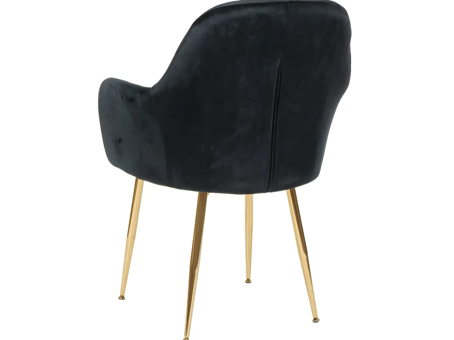Silla de comedor MCW-F18 (set de 2), terciopelo negro, patas doradas