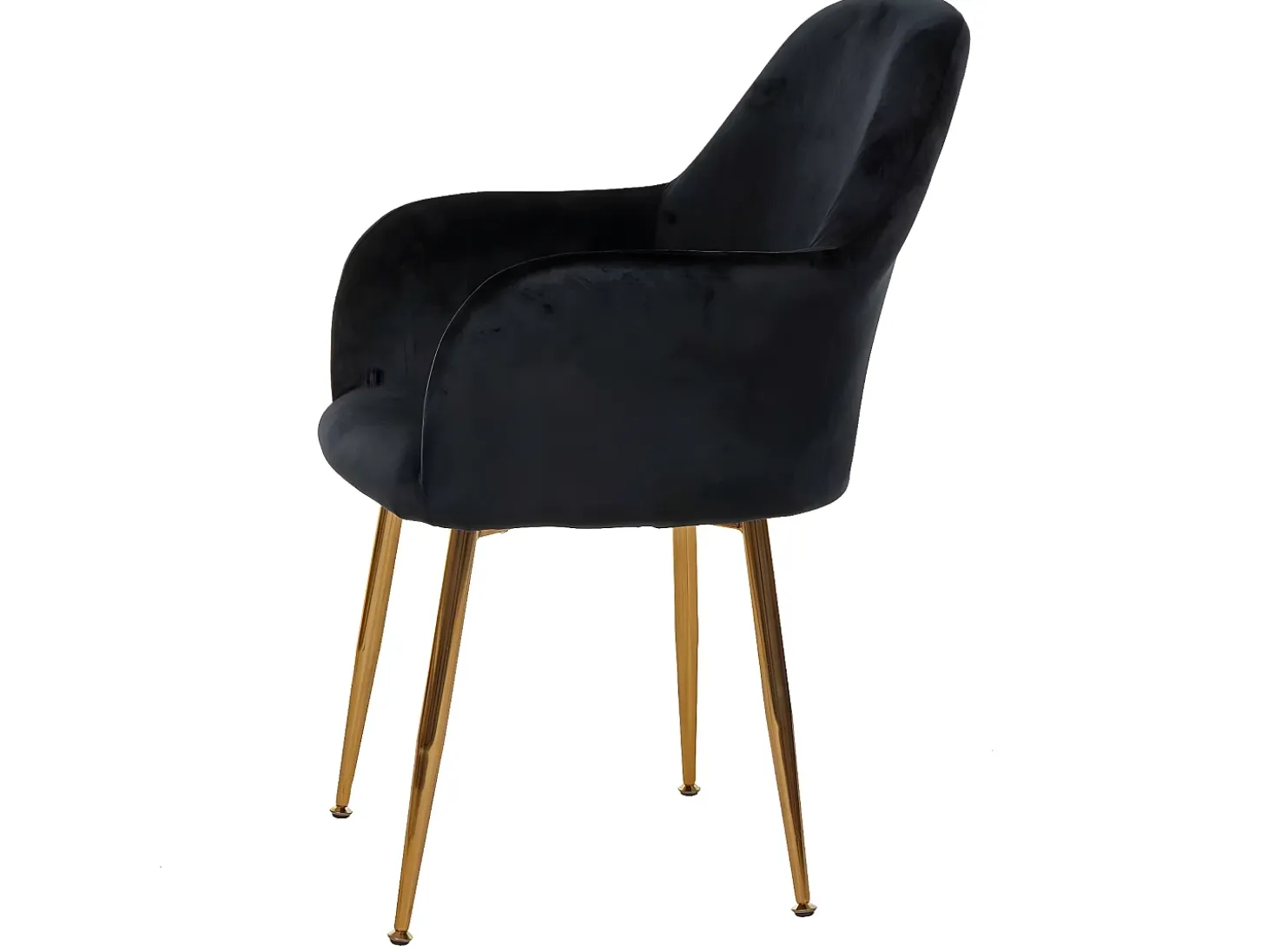 Silla de comedor MCW-F18 (set de 2), terciopelo negro, patas doradas