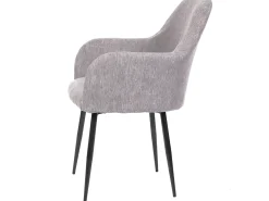 Silla de comedor MCW-F18 (set de 2), tela/textil gris, patas negras