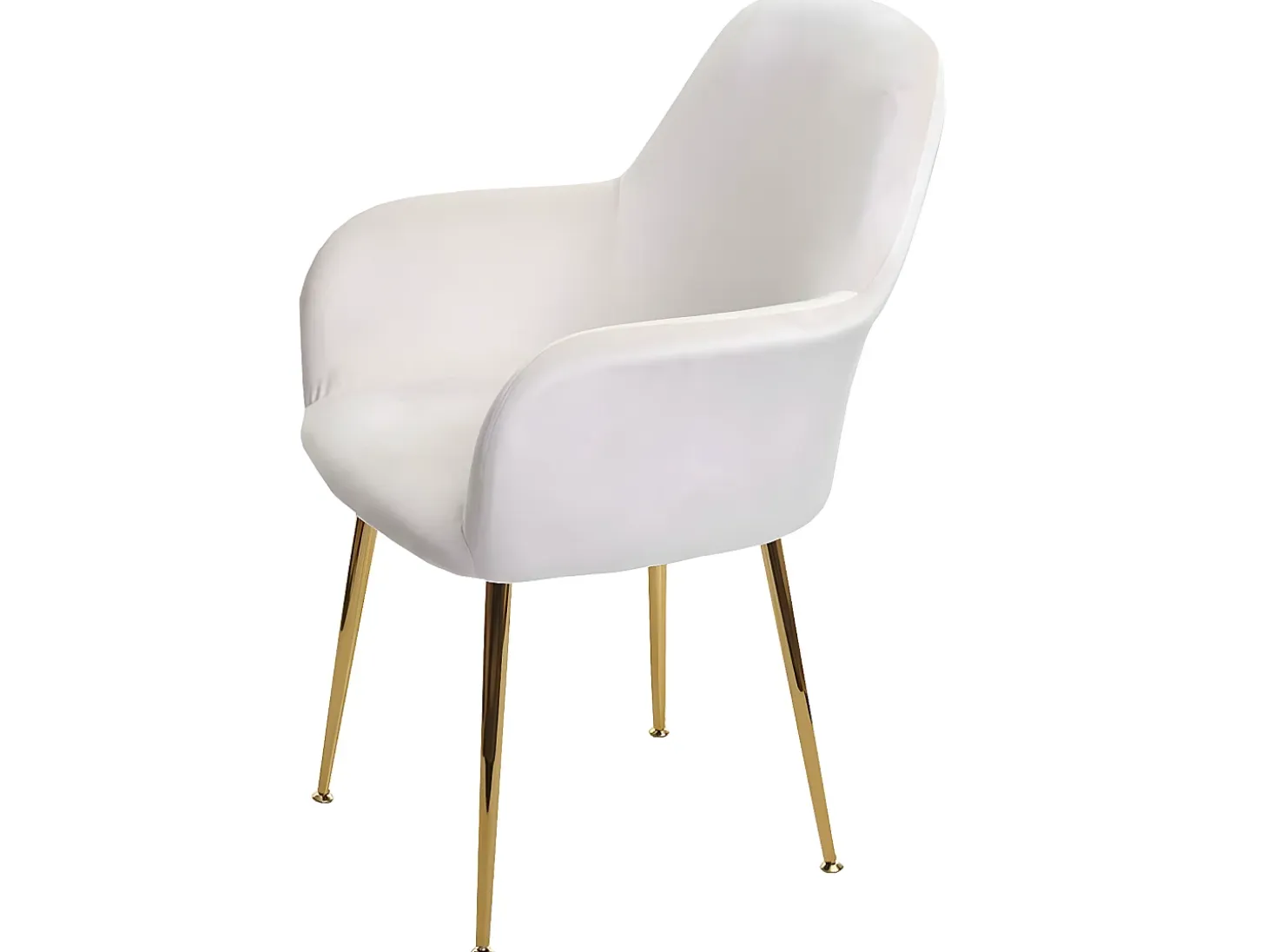 Silla de comedor MCW-F18 (set de 2), terciopelo crema-blanco, patas doradas