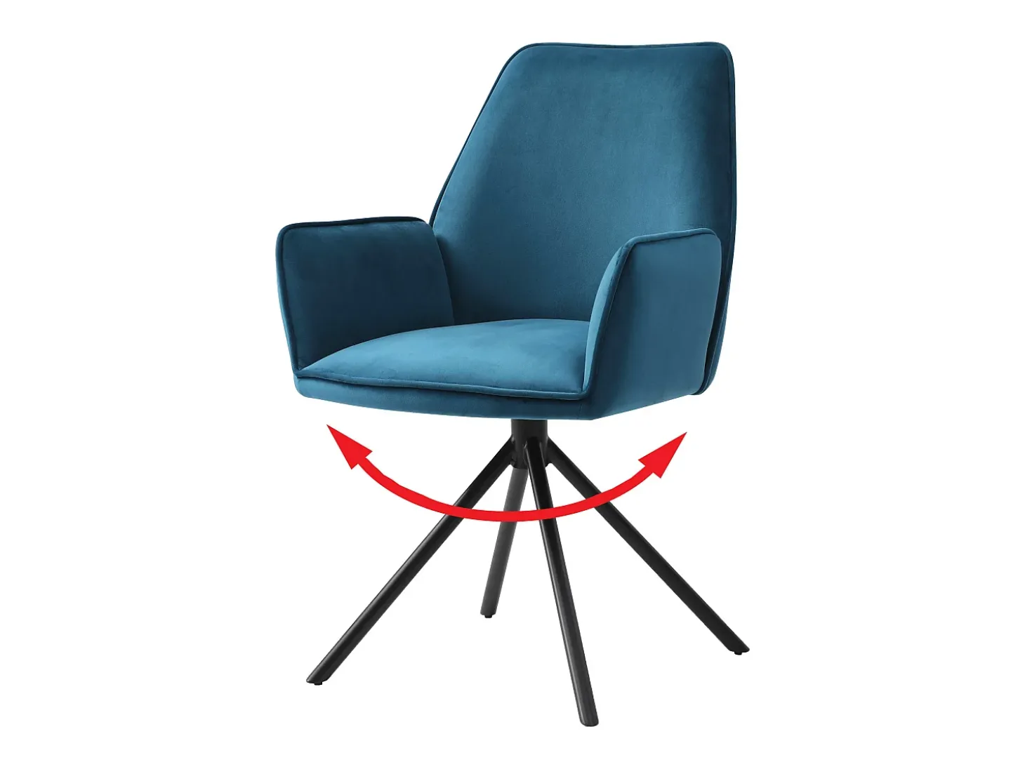 Silla de comedor MCW-G67, azul turquesa, patas negras