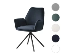 Silla de comedor MCW-G67, azul antracita, patas negras