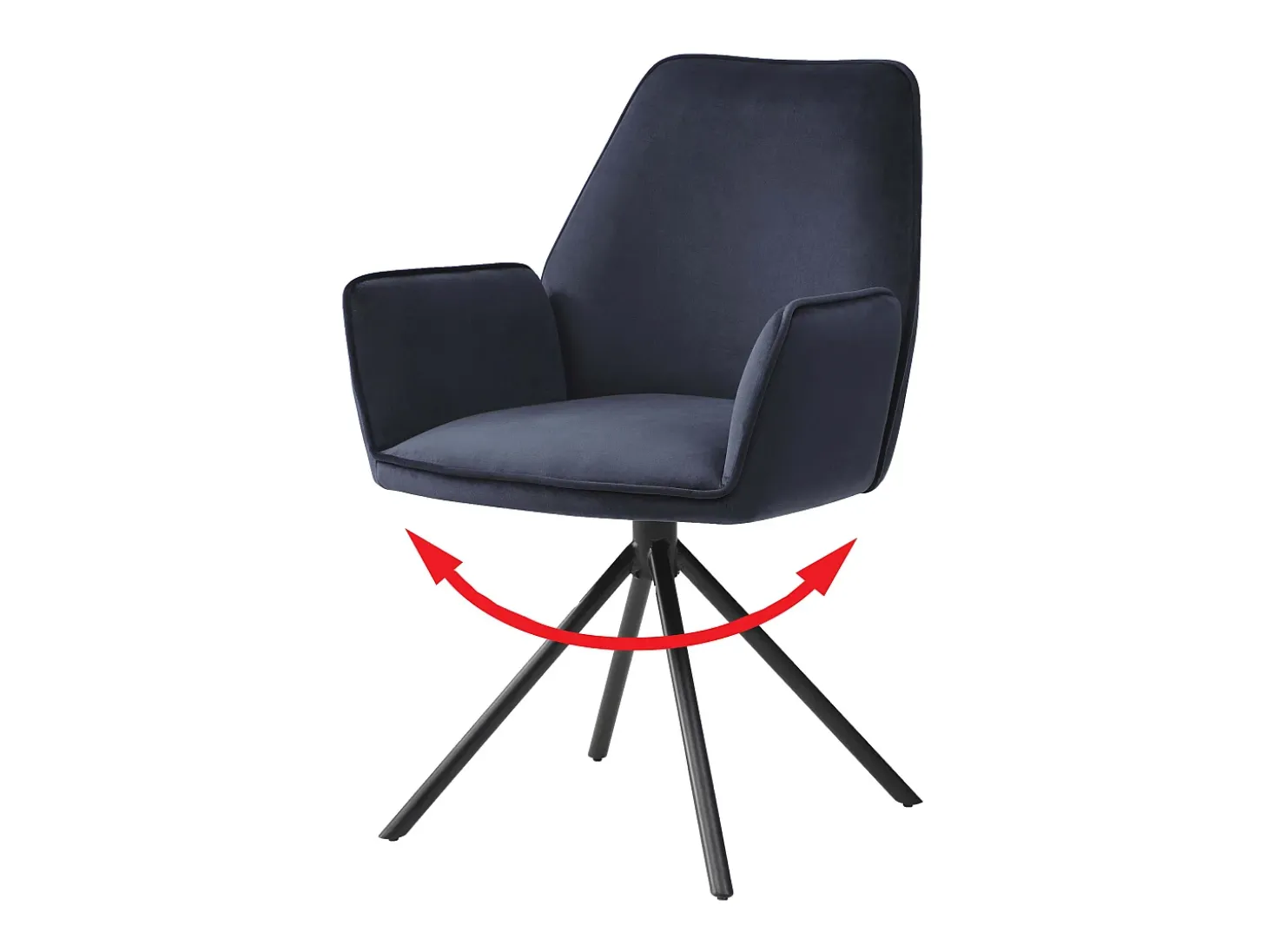 Silla de comedor MCW-G67, azul antracita, patas negras
