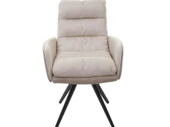 Silla de comedor MCW-G66, crema, con reposabrazos