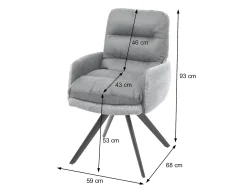 Silla de comedor MCW-G66, crema, con reposabrazos