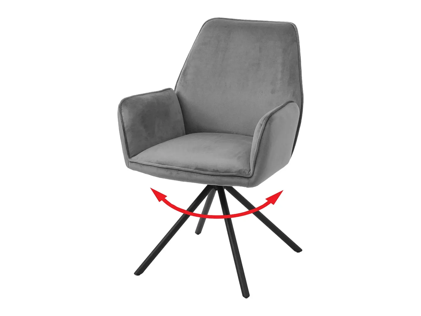 Silla de comedor MCW-G67, gris oscuro, patas negras