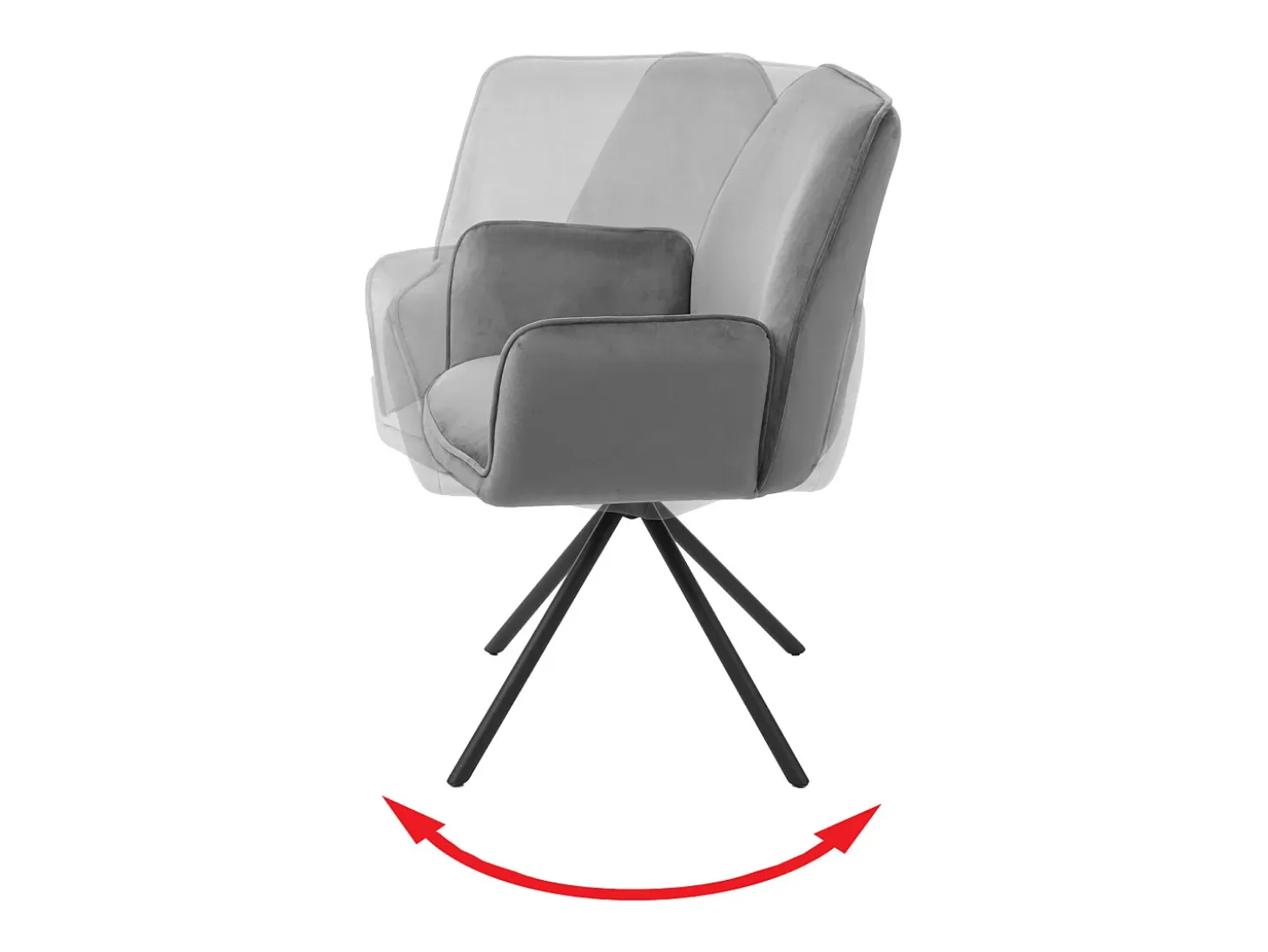 Silla de comedor MCW-G67, gris oscuro, patas negras