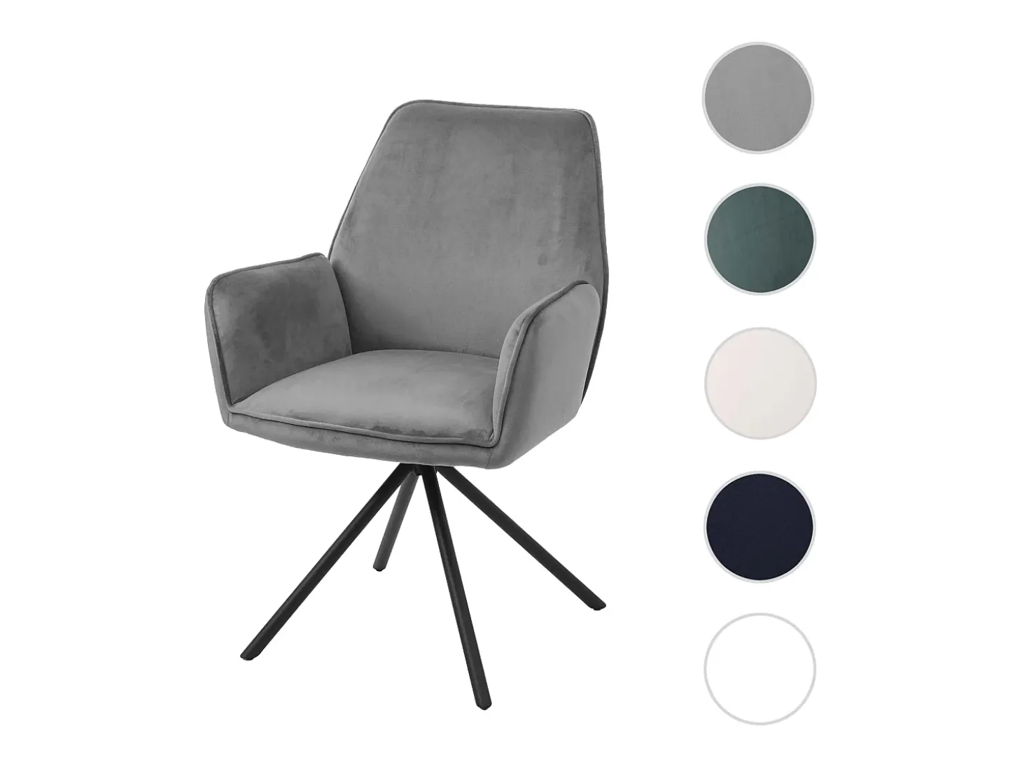 Silla de comedor MCW-G67, gris oscuro, patas negras