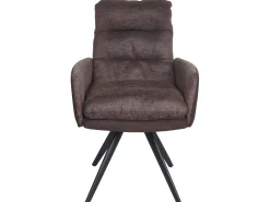 Silla de comedor MCW-G66, marrón-marrón oscuro, con reposabrazos