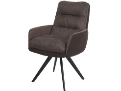 Silla de comedor MCW-G66, marrón-marrón oscuro, con reposabrazos