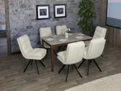 Silla de comedor MCW-G66 Bouclé (juego de 6), blanco crema