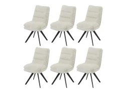 Silla de comedor MCW-G66 Bouclé (juego de 6), blanco crema