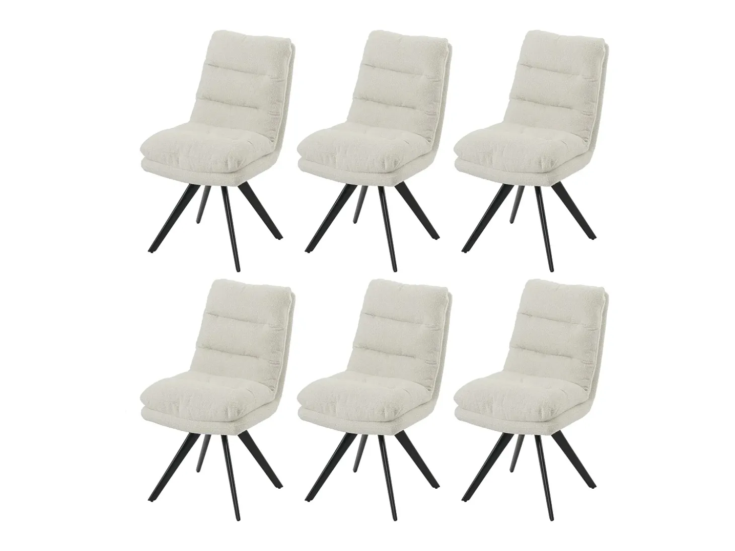 Silla de comedor MCW-G66 Bouclé (juego de 6), blanco crema