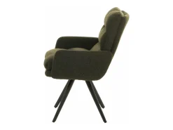 Silla de comedor MCW-G66 Bouclé, verde, con reposabrazos