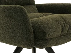 Silla de comedor MCW-G66 Bouclé, verde, con reposabrazos