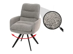 Silla de comedor MCW-G66 Bouclé, gris claro, con reposabrazos